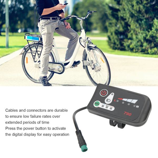 Elektrisk sykkel LED-strømindikatorpanel Elektrisk sykkelmodifisering Display Meter med vanntett 5P hannkontakt for 22,2 mm styre 24V