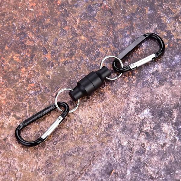Magneettilukko Perhokalastus Magneettinen Verkon Vapautuspidike Ripustuspidike Lanyard-pidike (Kaksois, Musta)