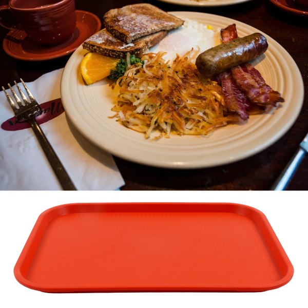 2 st snabbmatsbricka stapelbar rektangulär lätt vikt halkfri PP matserveringsbricka för restauranger kaféer orange