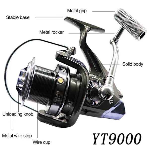 YT9000 Full Metal Body Wire Cup Fishing Long Shot Spinning Reel Fishing Tackle Accessory