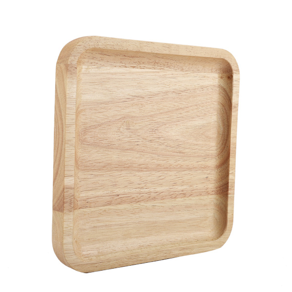 Solidt træ tebakke kaffe elegant sushi snacks serveringsplade til hjem restaurant 25*25cm