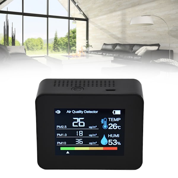 8 i 1 luftkvalitetsmonitor med tyngdekraftsensor kuldioxiddetektor CO2 HCHO TVOC PM2.5 temperaturfugtighedstester