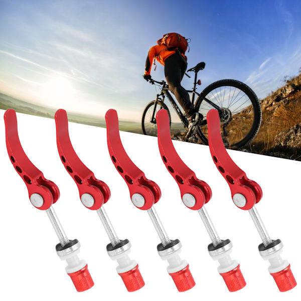 5 stk. sadelpindsklemmer med hurtigudløsning i aluminiumlegering, holdbar cykelrørsklemme med fast gear til universelle cykler, rød