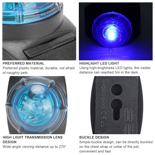 Lemmikkien LED-riipusvalo Vedenpitävä Kirkas Yöturvallisuus Varoituslamppu Kiinnitä Kaulukseen Koiran Tarvikkeet (Sininen valo)