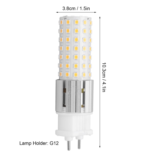 G12 96LED Lys Mais Lamper 15W 1500LM Lyspære for Lysekrone Vegglampe 85‑265V6000K Kald Hvit