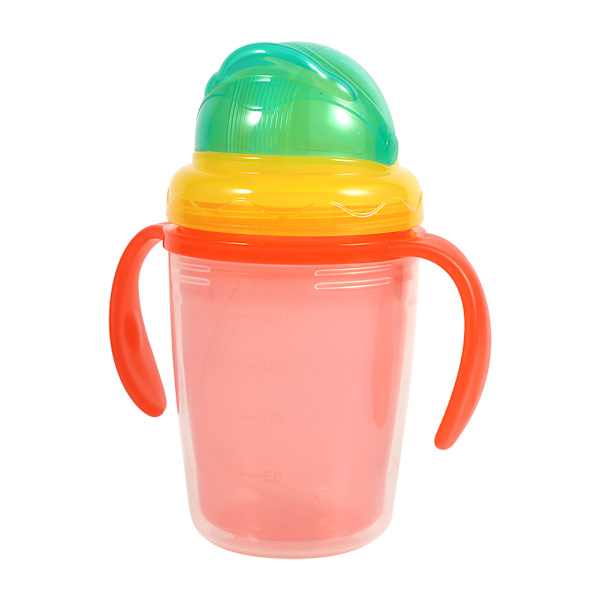 Färgglad 230 ml nyfödd flaska baby halm kopp spädbarn dricksflaska med dubbla handtag (orange)