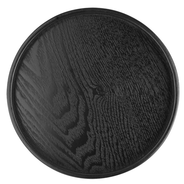 Rund formet heltre serveringsbrett i tre for te, kaffe, snacks, mat og måltider, 24 cm