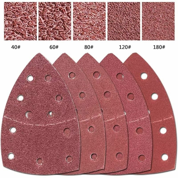 25 kpl 11-reikäistä kolmiohiomapaperia 152x105mm 40/60/80/100/120 karkeutta alumiinioksidihiomapaperiarkit, ihanteellinen hiontaan/kiillotukseen