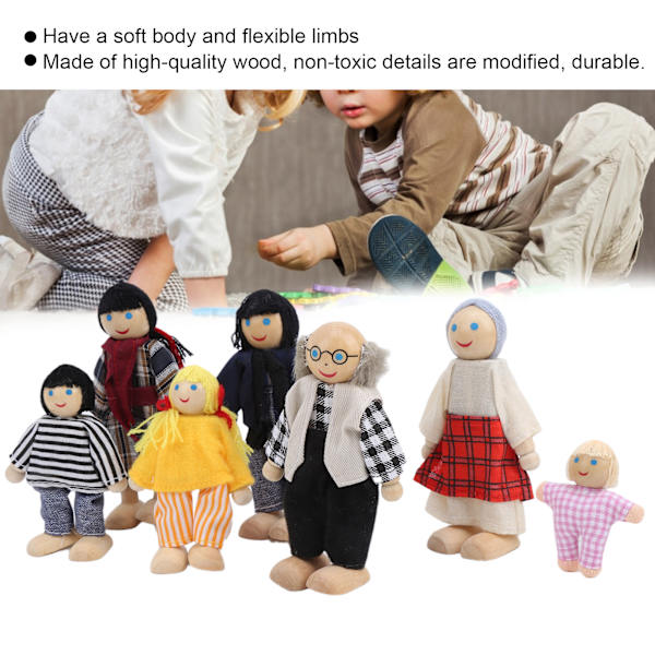 Familjdocka figurer tall miniatyr människor leksak set prydnad pedagogisk dockhus tillbehör#2