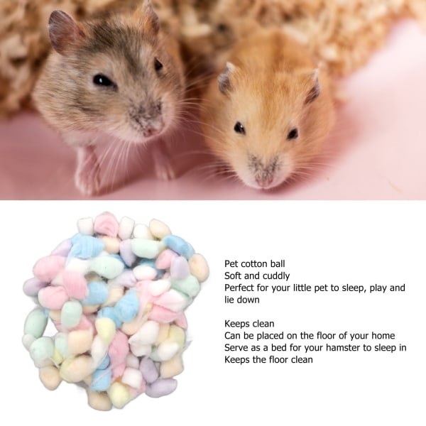 Hamster Bomull Bollar Vinter Varma Mjuk Smådjur Sängkläder Bomull Bollar för Hamster Syrisk Hamster Chinchilla Regnbåge