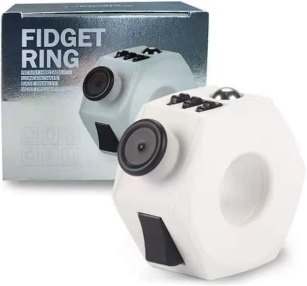 Fidget Toy Sensorisk Terning Legetøj med Klikkugle Dekompressionsring Fidget Finger Legetøj til ADD ADHD Stresslindring for Voksne Sort