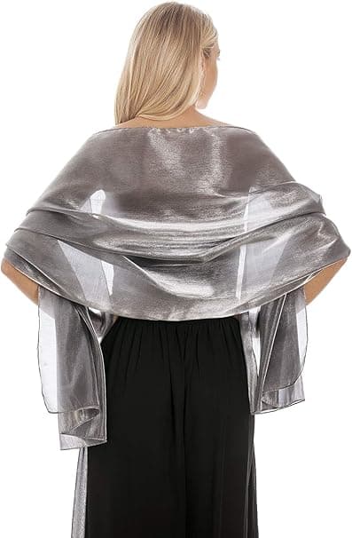Silkeblød Pashmina Iridescent Wrap Stola Sjal til Bryllupper Brude Brudepiger Galla og Fester