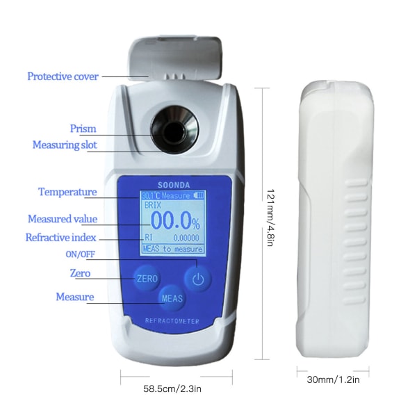 0-55% Digital Brix-refraktometer Hög noggrannhet Brix-testare Mätare för fruktjuice Drycker Sockerinnehåll Mätning