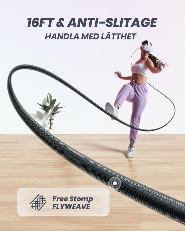 Kabel med ladeport 5m kompatibel med Oculus Meta Quest 3 2 1 Høyhastighets 2,5 Gbps USB C-data for VR-hodesett-tilbehør