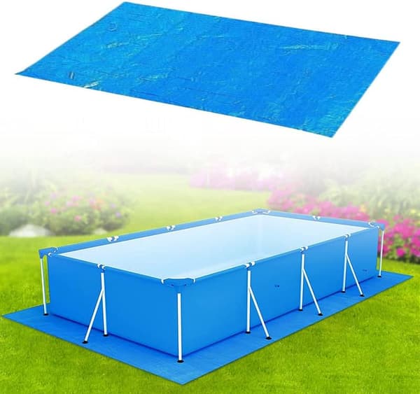 Rektangulær blå vandtæt foldbar poolmåtte 295x206 cm