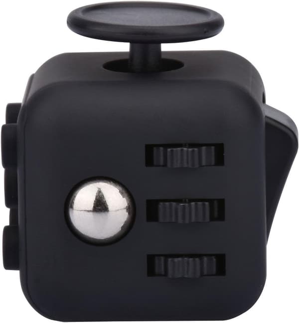 Fidget Cube Legetøj 6 Sider Håndlegetøj Hver Dag Bære Fiddle Cube Hjælper med at Lette Stress Angst ADHD Autisme for Voksne Helt Sort