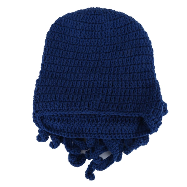 Rolig vinter varm thermal vindtät mjuk yllemask stickad mössa (blå)