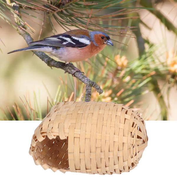 2PCS Naturlig Bambu Fågelbo Handgjord Fågelbo med Hängare för Utomhusträdgård