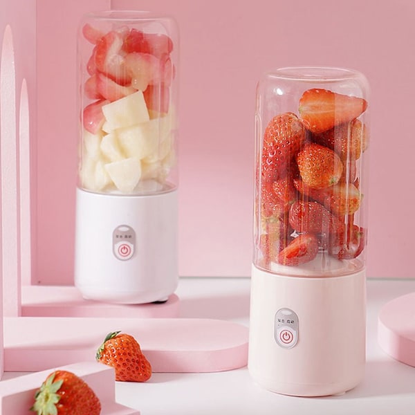 Bærbar Blender 6 Blad USB Oppladbar Multifunksjonell Mini Fruktmikser Juicer Kopp for Hjem Student 500ml Rosa