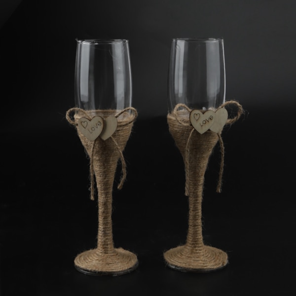2st Dubbelhjärta Bröllop Champagne Cup Brud och Brudgum Vin Cup