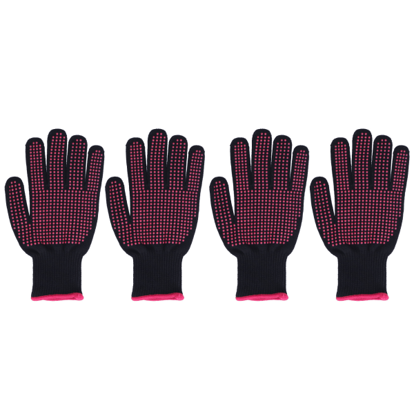 4 stk. Varmebestandige Handsker Høj Temperaturbestandige Anti-Skoldning Votter med Silikone BumpRose Rød Silikone Rose Rød Kant