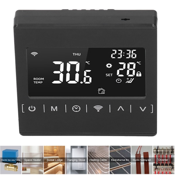 Älykäs lämpötilan säädin WiFi sähkölämmitystermostaatti lattialämmitykseen 85V~265V