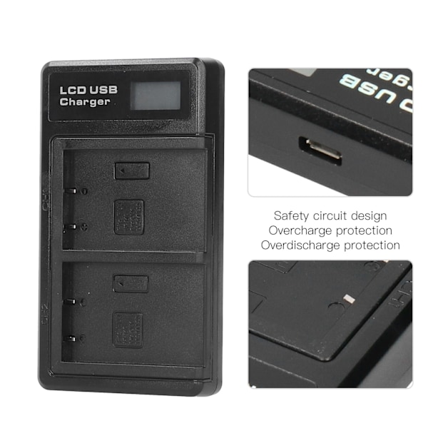 Bærbar kamera batterioplader til BLS5 USB kamera dobbelt oplader med LCD-skærm