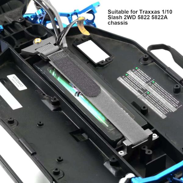 RC Bilbatteriplatta Aluminiumlegering Batterihållare Fäste med Rem för Traxxas 1/10 Slash 2WD 5822 5822A Chassi Grå