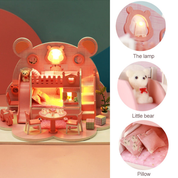 3D DIY Tregjøringshus Miniatyrhusmodell LED-lys Tregjøringshus Jenteleke