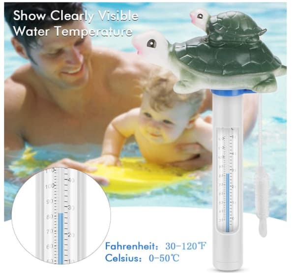 Flydende vandtermometer med snor til swimmingpool, spa, akvarium, jacuzzi, dam, fisk