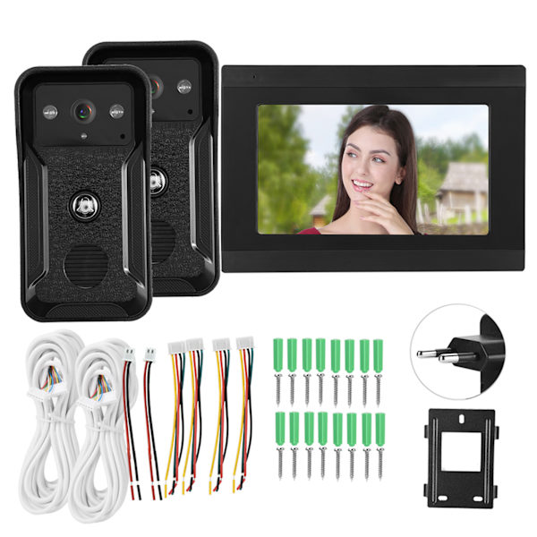 7 tommer 2 Kameraer 1080P Video Intercom Trådløs Wifi Dørtelefon Nattesyn Kamera 100-240VEU