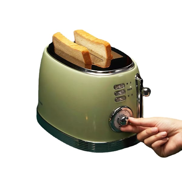 2-Skives Brødrister med Utrækkelig Krummebakke Ekstra Brede Spalter Automatisk Afbrydelse Rustfrit Stål til Sandwiches Vafler