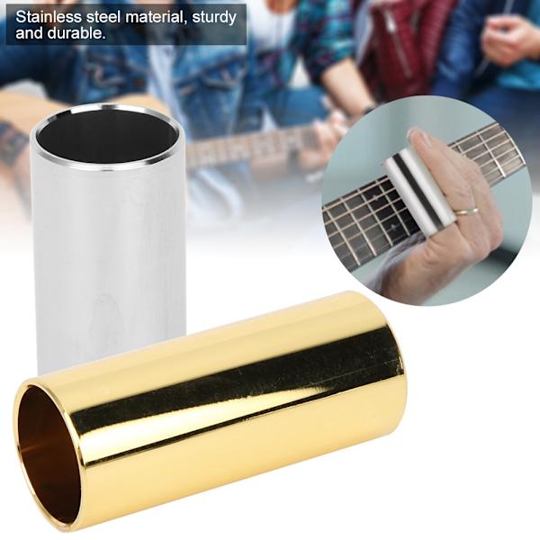 2 stk rustfritt stål gitar bass slide bar erstatningstilbehør sølv gull 6cm