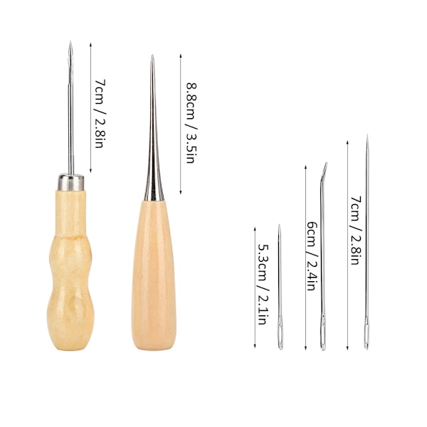 Läderhantverksverktyg DIY-kit med tråd, synålar, sömnadsnålar och tillbehör