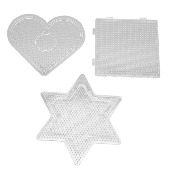 Børns Fuse Beads Kit 2.6mm 12 Farver Quadrate Hjerte Hexagonale Gennemsigtige Plader DIY Perler Håndværk Legetøj