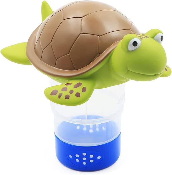 Sköldpaddsformad flytande klordispenser för pool, spa, jacuzzi, 7,6 cm tablett