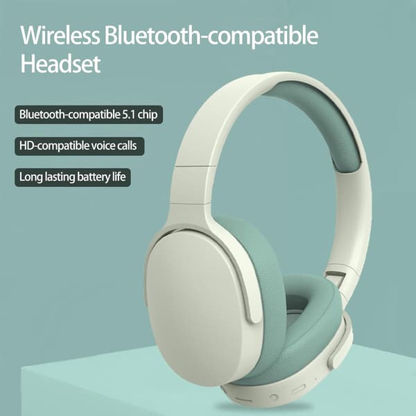 Trådløst Bluetooth-headset Reduktion Justerbart Trådløst Headset Bluetooth 5.1 Stereo Over-Ear til Sport Grøn