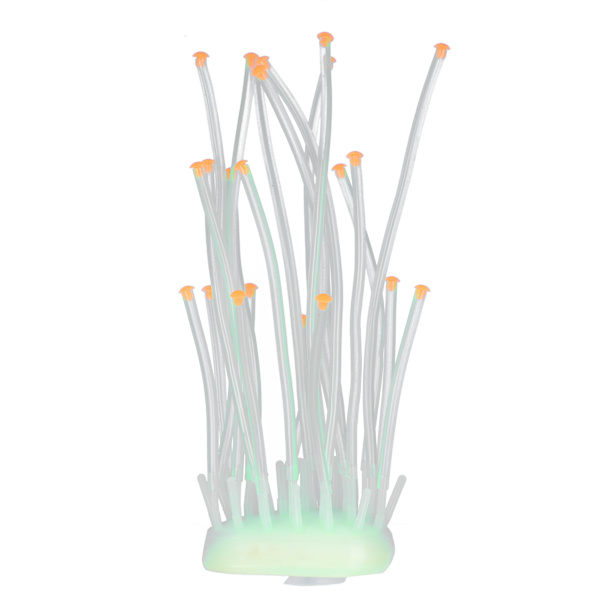 Kunstig koral silikone fluorescerende simulation akvarium fisketank 2‑farvet rør dekorationGrøn 20x8cm