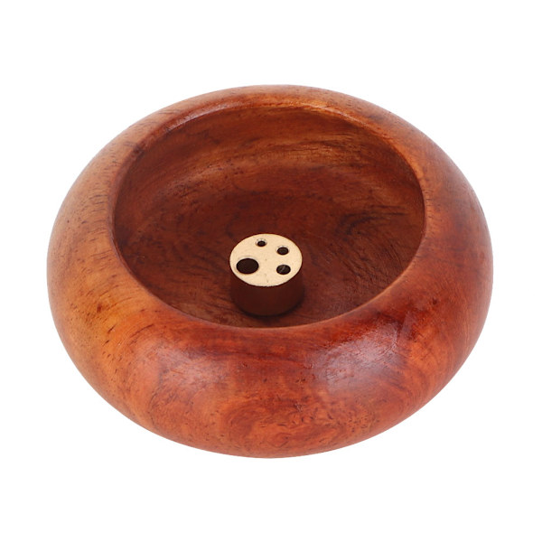 Vietnamesisk Mini Rund Røgelse Pind Buddhistiske Forbrugsartikler Skål Form Røgelse Holder (Rosentræ)