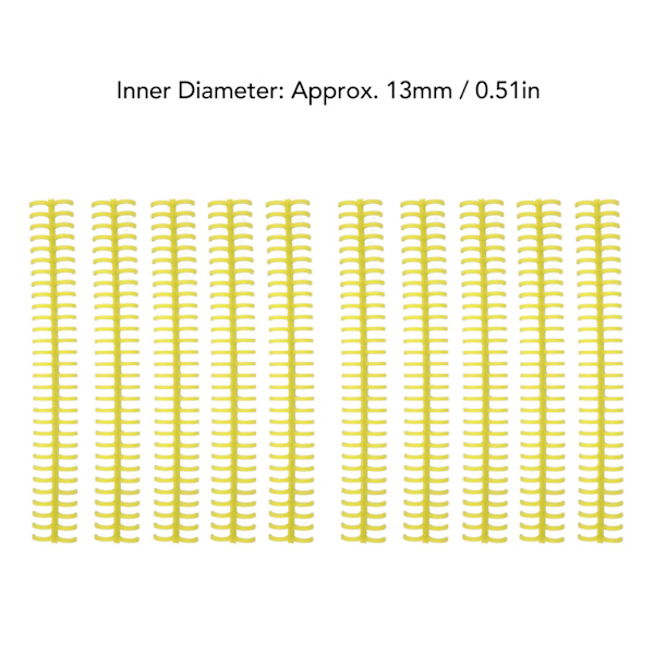 10 st bindande ryggar spiraler spolar kammar 30 hål plastlist för lösblad 1/2 tum diameter gul