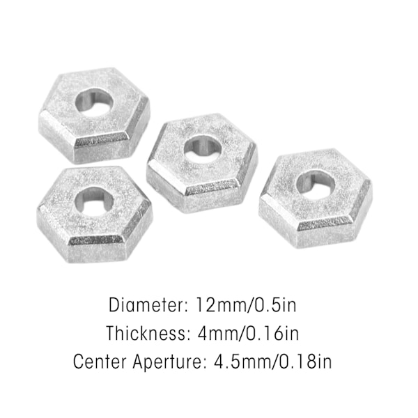 4PCS 1/16 RC Hex Koppling Zinklegering Silver RC Hjul Hex Nav Adapter för SCY 16101 16102 16103 16201 1/16 RC Bilar