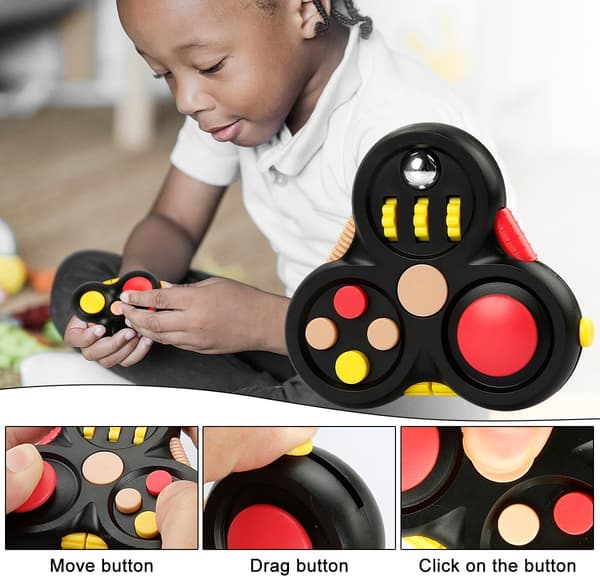 Fidget Pad 11 Funktion Legetøj til Stress- og Angstdæmpning Perfekt Spil til ADHD ADD Sort