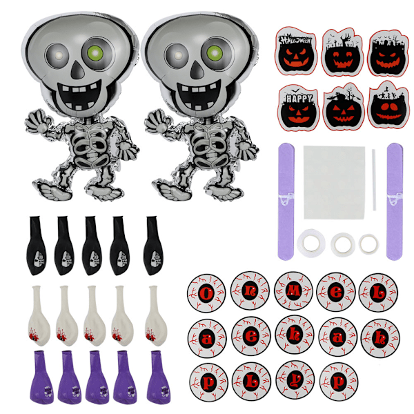 Happy Halloween Aluminium Film Latex Balloner Banderole Sæt Halloween Dekorationer Festartikler Skelet Mønster