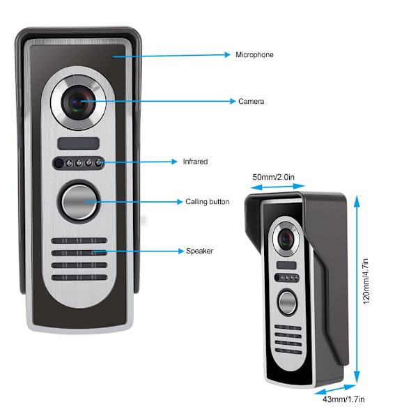 7 tommer 1080P 3 Skærme Video Intercom Trådløs Wifi Dørklokke Nattesyn Dørkamera 100-240VUK