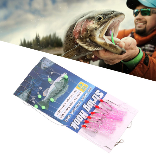 6 krokar färgglada fjäderfiske sträng krokar fiske lockbete rigg redskap för sötvatten 15