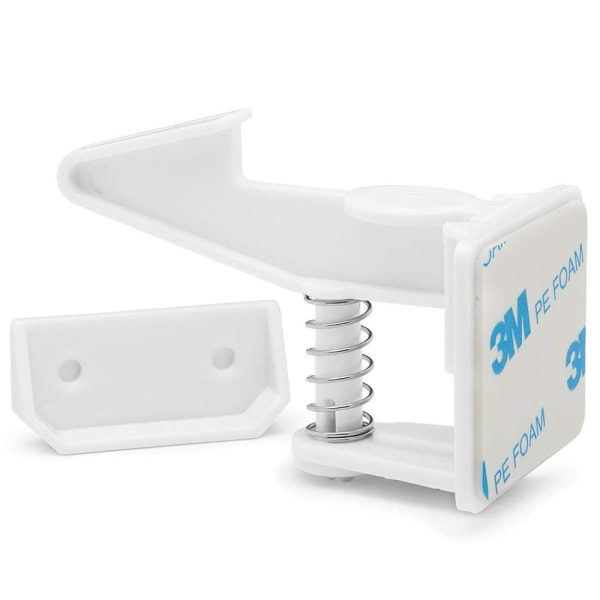 Cabinet Locks Child Safety Latches - 10 Pack Baby Proofing Cabinets Drawer Lock with Adhesive Easy Installation (White)