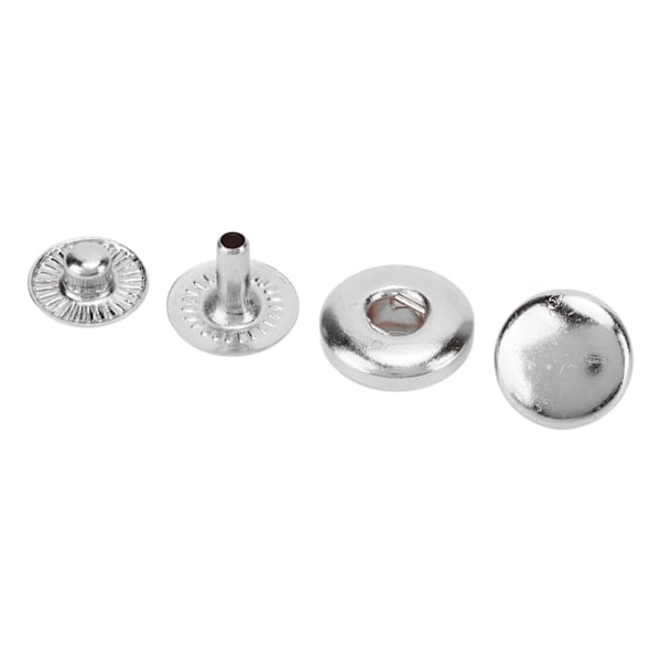 200 set tryckknappar kit 8mm stark koppar utsökt lyster allmänt använda läderknappar för kläder väskor läder silver
