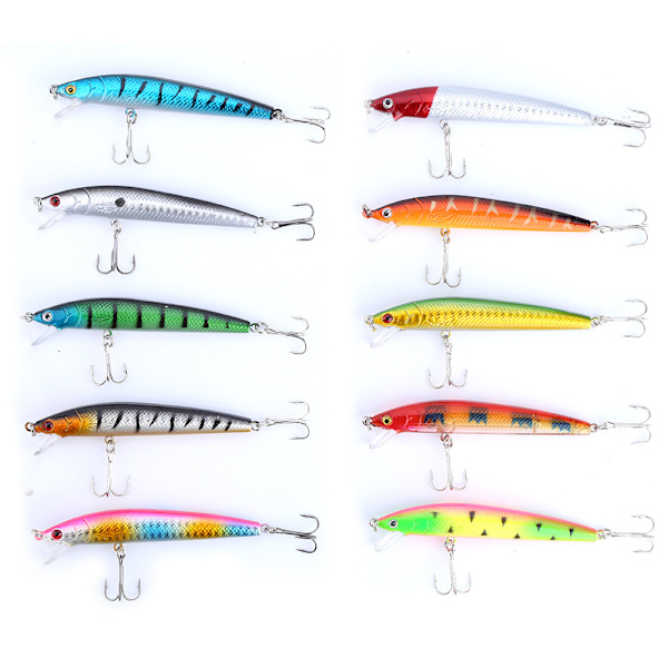 10 stk fargerike fiske lokker 95mm Crankbaits skarpe kroker agn fiskeutstyr