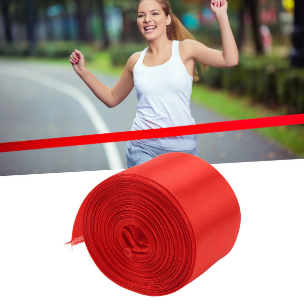 Sprint Finishing Line Red Race Finish Line Satin Ribbon for School Meeting Gift Package Wrapping 20m