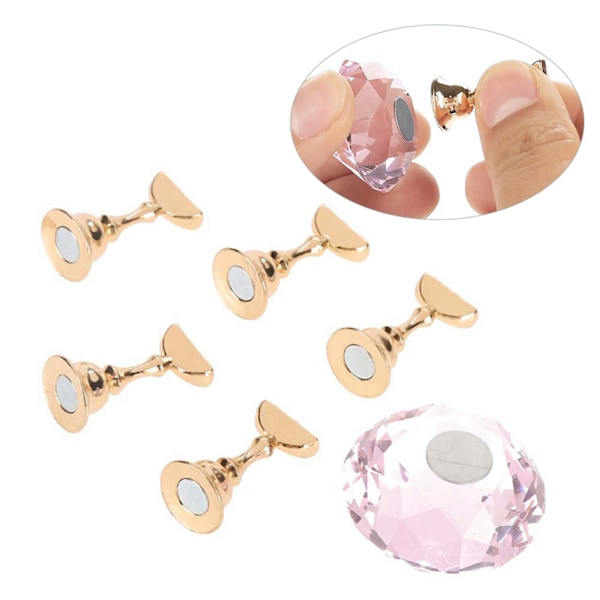 Magnetisk nagelspets oval kristallövningsstativ bas  legeringhållare nagelkonst displaystativ rosa